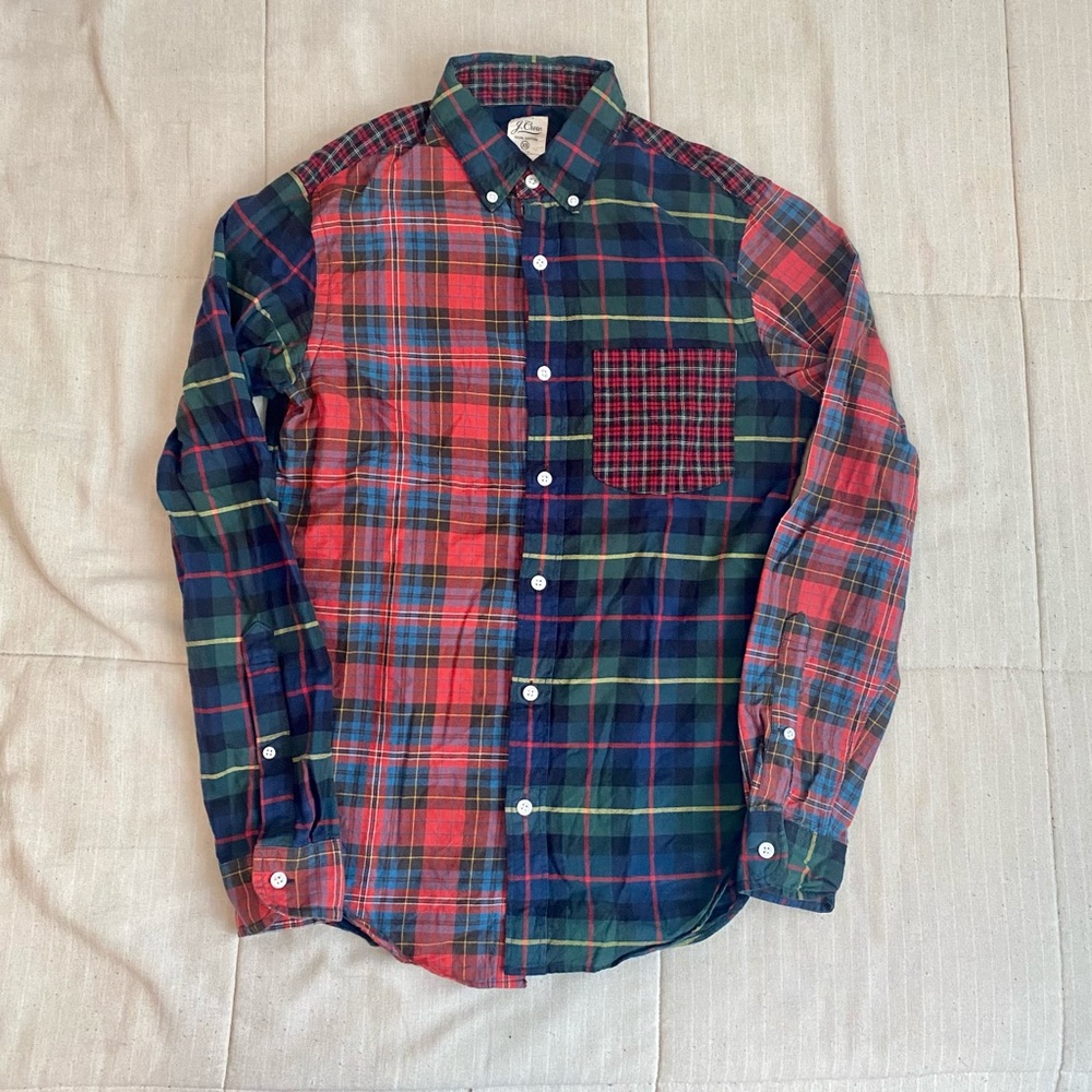 J Crew Vintage Multi Plaid Button Up Shirt